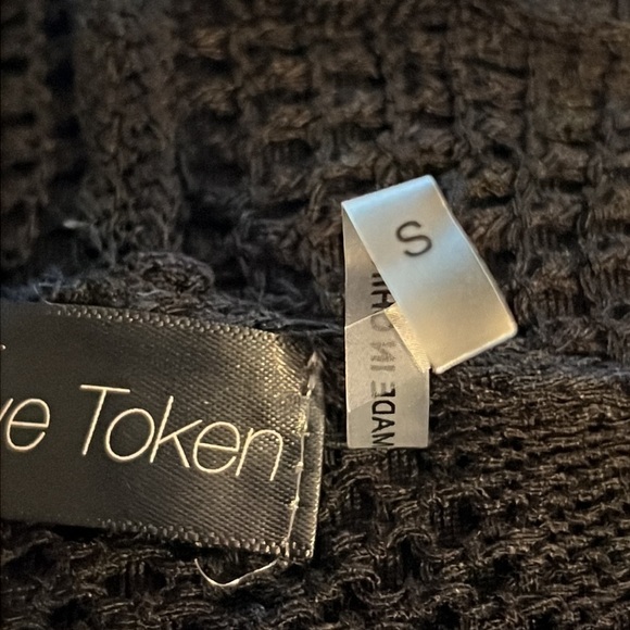 Love Token black pointelle open cardigan draped long sleeves Sz S - Picture 7 of 8